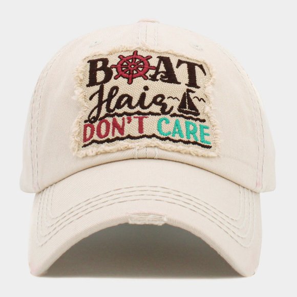 Boat Hair Don't Care Distressed Denim Ball Cap for Ladies, Vintage Hat - Picture 5 of 5